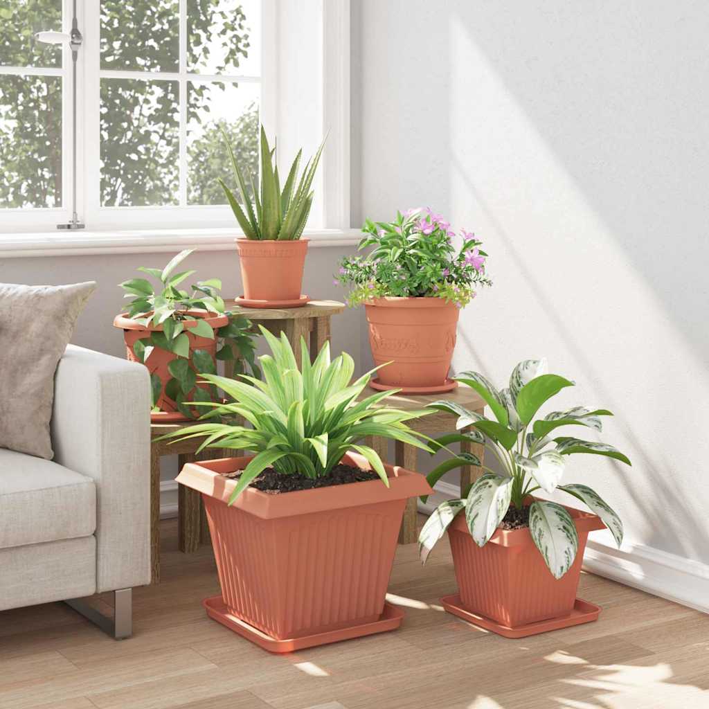 vidaXL Τετραγωνικός Δίσκος Λουλουδιών 24 pcs Κεραμιδί Πλαστικό