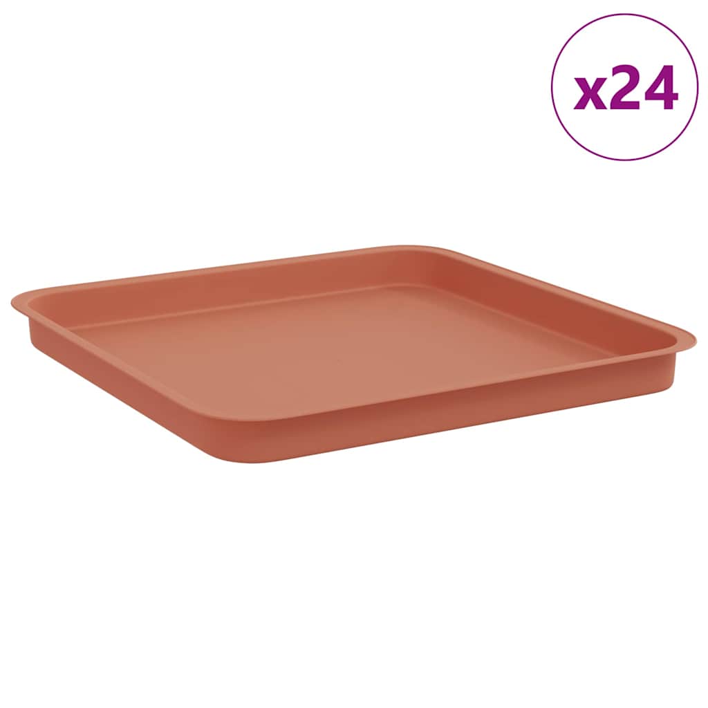 vidaXL Τετραγωνικός Δίσκος Λουλουδιών 24 pcs Κεραμιδί