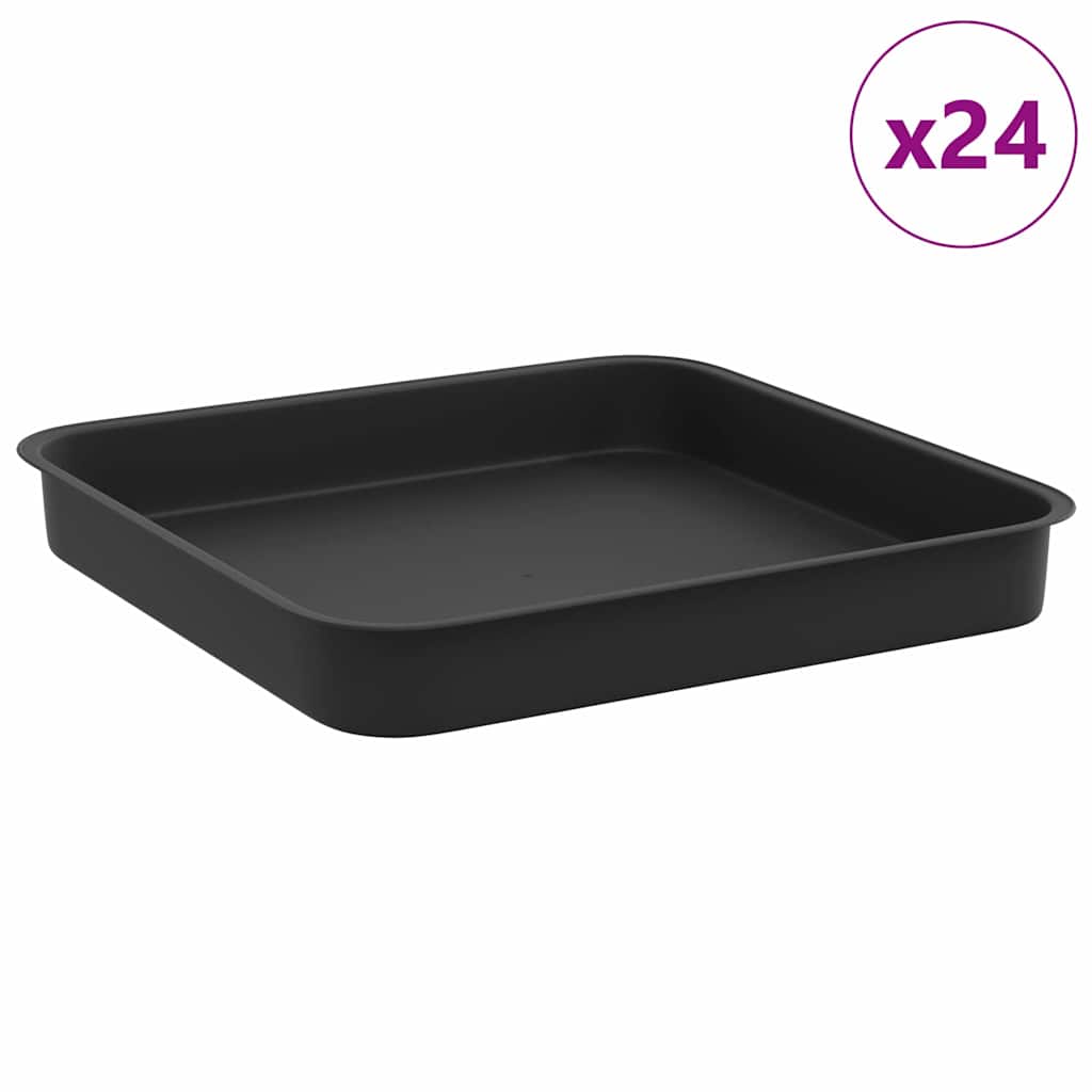 vidaXL Τετραγωνικός Δίσκος Λουλουδιών 24 pcs Μαύρο 15 x 15 x 2 εκ.