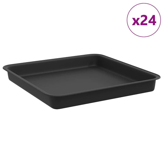 vidaXL Τετραγωνικός Δίσκος Λουλουδιών 24 pcs Μαύρο 18 x 18 x 2 εκ.