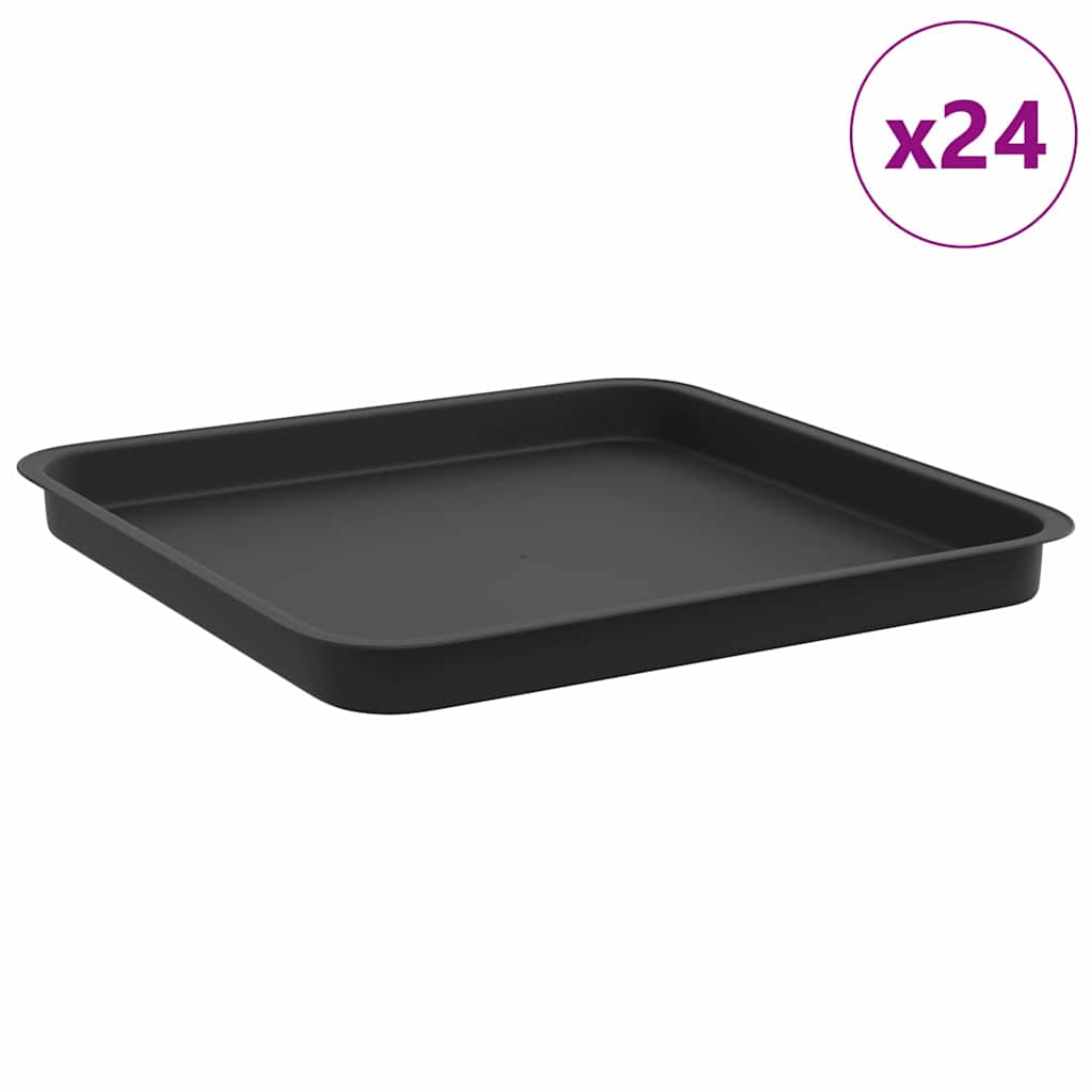 vidaXL Τετραγωνικός Δίσκος Λουλουδιών 24 pcs Μαύρο 36 x 36 x 2.5 εκ.