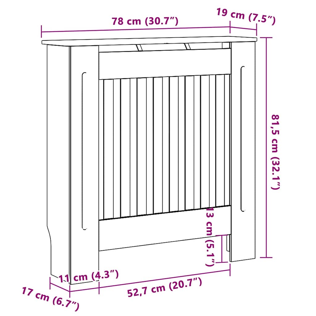 vidaXL Καπάκι Καλοριφέρ Sonoma Δρυς 78 x 19 x 81,5 εκ.