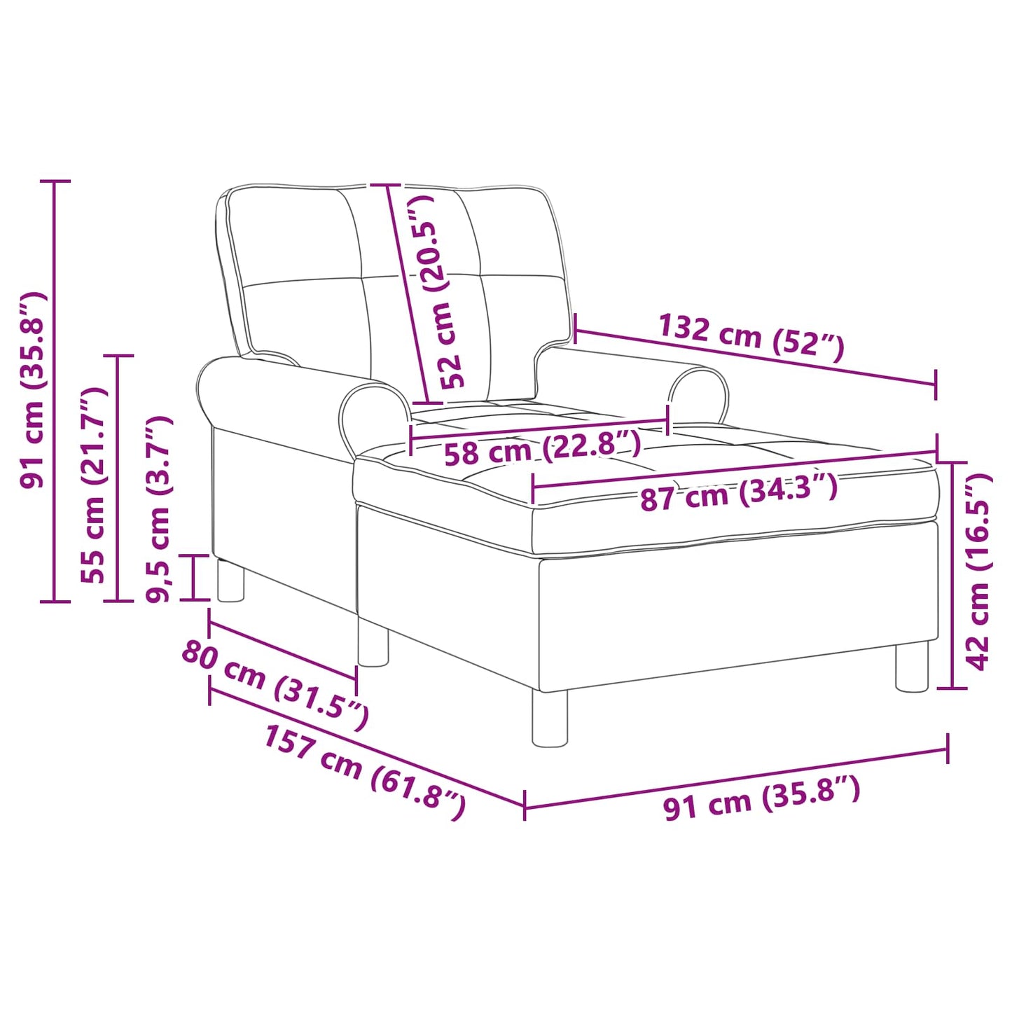 vidaXL Χαλάρωση με μαξιλάρι Καφέ 91 x 157 x 91 εκ. Τεχνητό Δέρμα