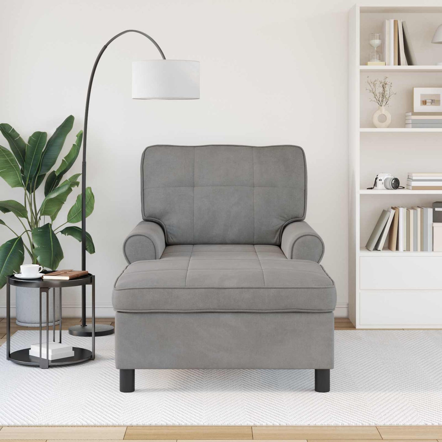 vidaXL Χαλάρωση με μαξιλάρι Ανοιχτό γκρι 91 x 157 x 91 εκ. Βελούδο
