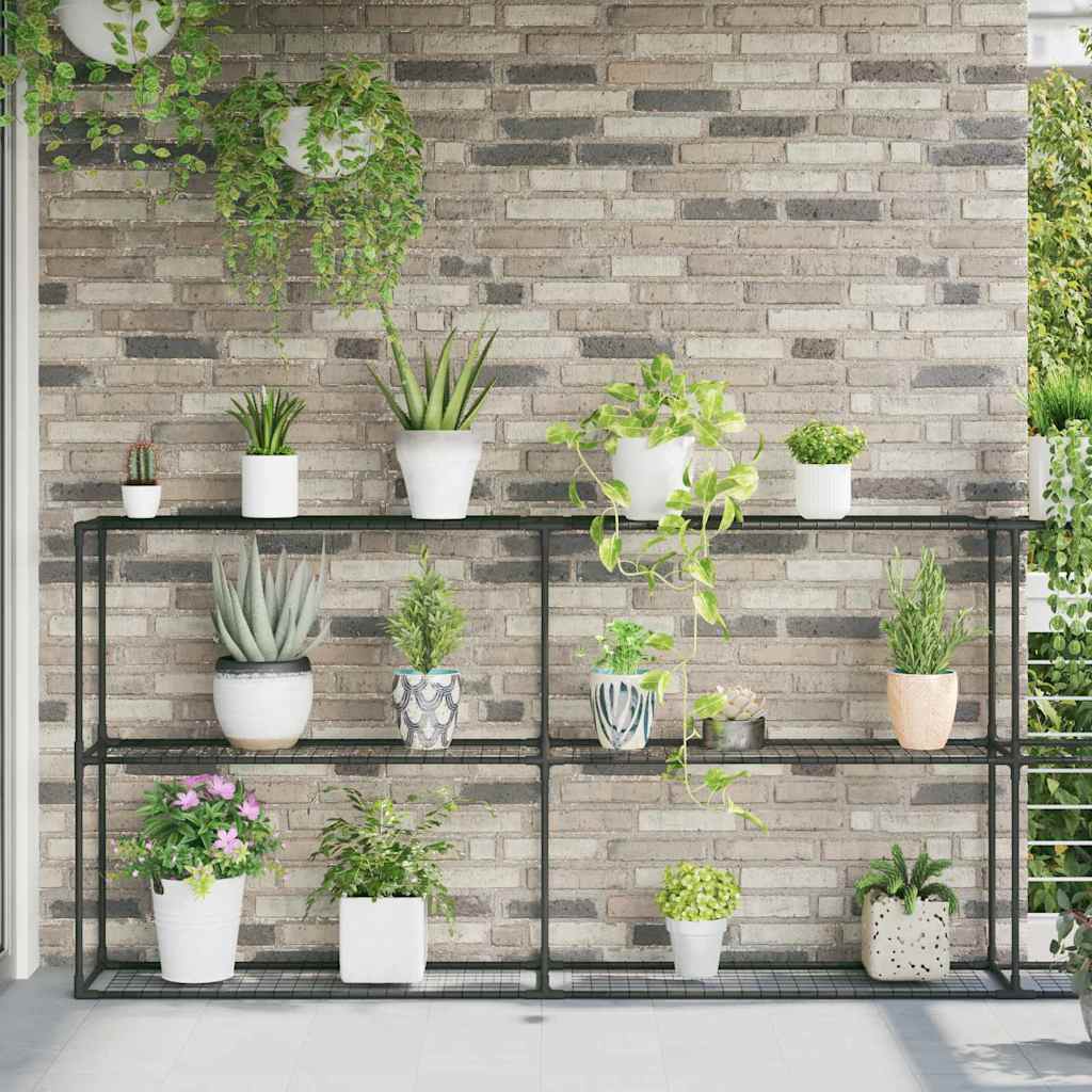 vidaXL Ράφι φυτών 3 επιπέδων Μαύρο 400 x 32 x 104 εκ. Ατσάλι