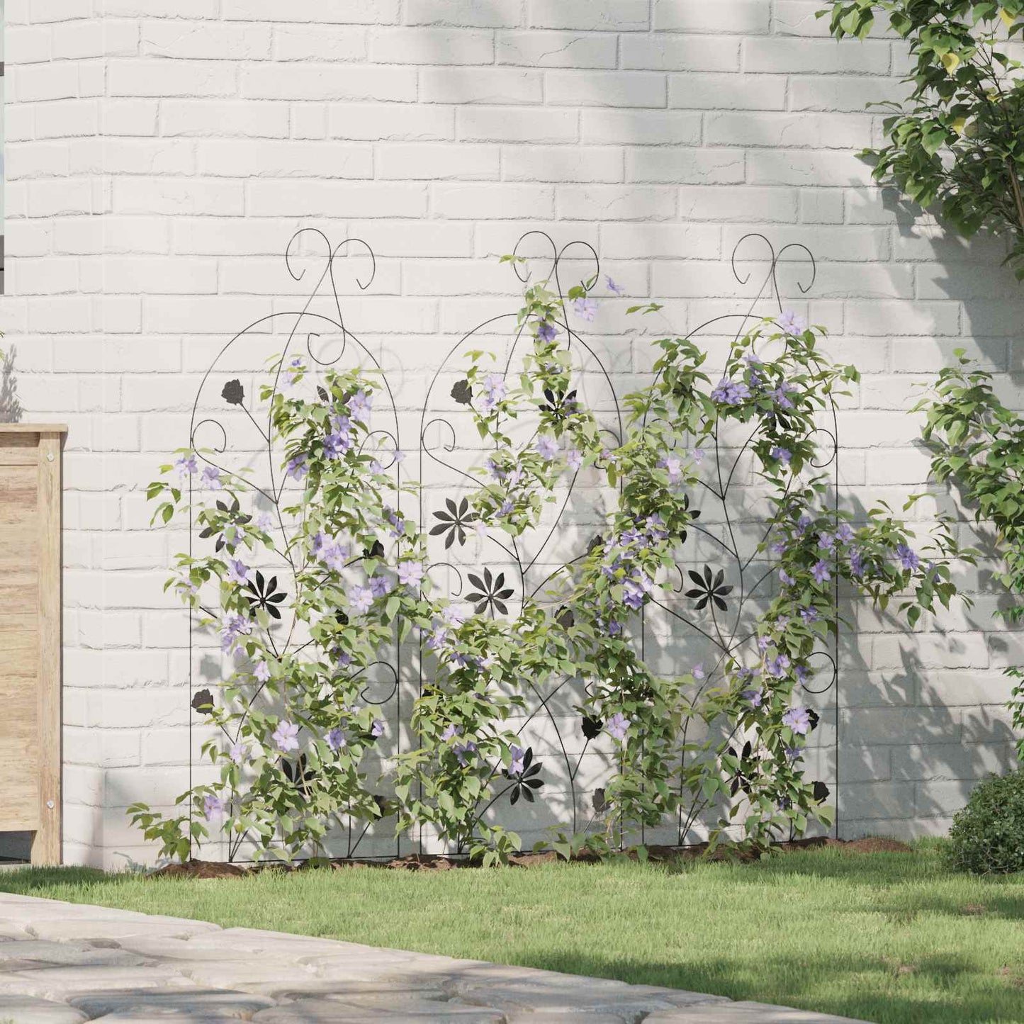 vidaXL Φράχτης Κήπου 3 pcs Μαύρο 112 x 40 εκ Ατσάλι