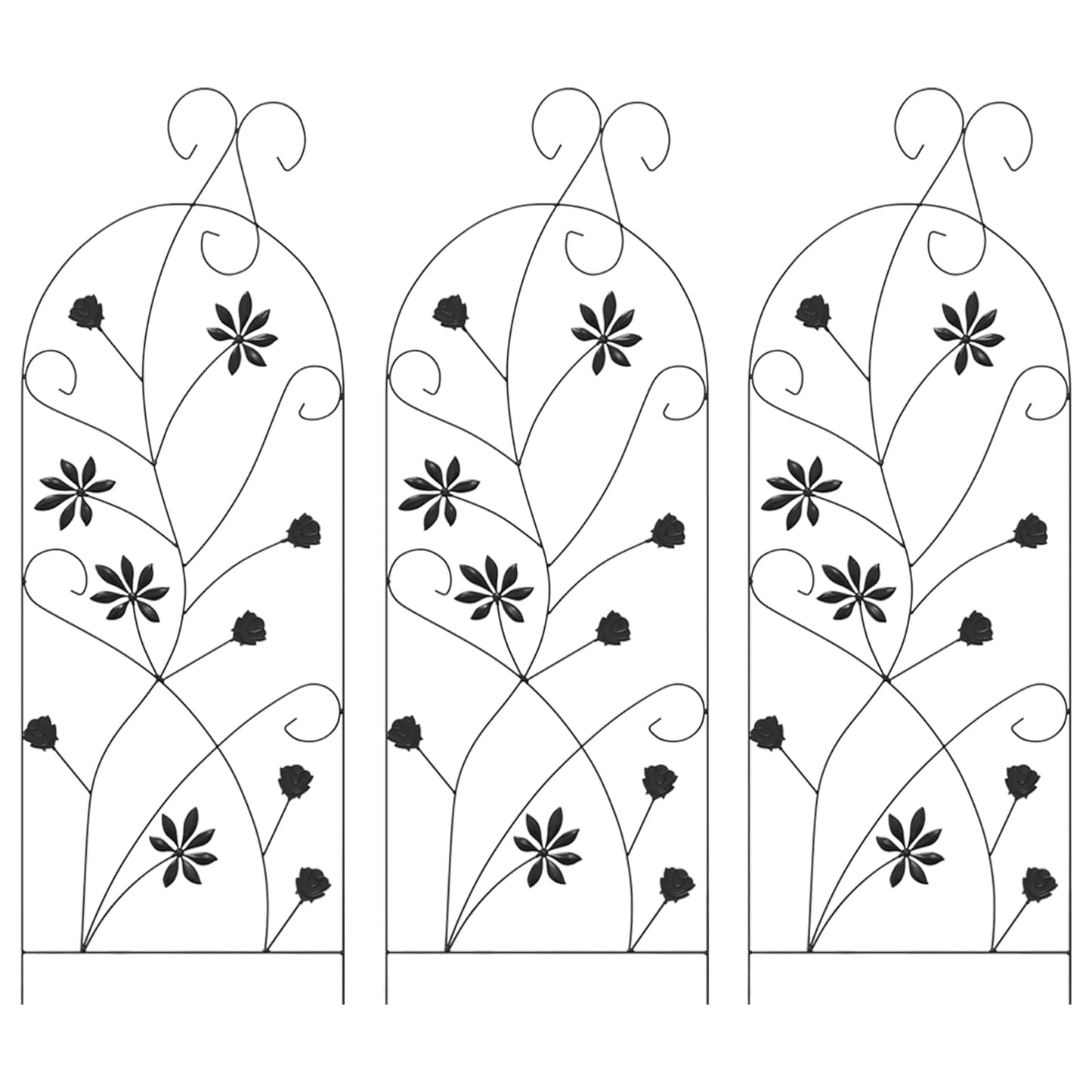 vidaXL Φράχτης Κήπου 3 pcs Μαύρο 112 x 40 εκ Ατσάλι