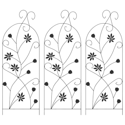 vidaXL Φράχτης Κήπου με κλειδαριά 3 pcs Μαύρο 112 x 39,5 εκ. Ατσάλι