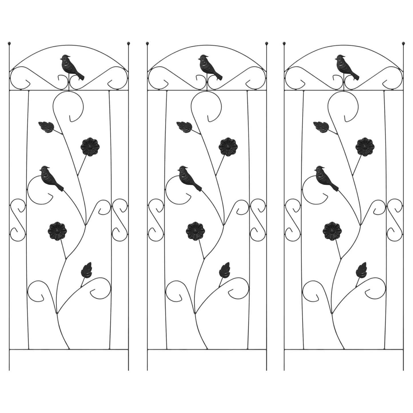 vidaXL Φράχτης Κήπου Καφασωτά 3 pcs Μαύρο 112 x 40 εκ Ατσάλι