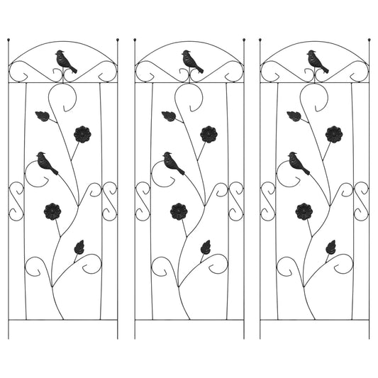 vidaXL Φράχτης Κήπου 3 pcs Μαύρο 110 x 40 cm Ατσάλι
