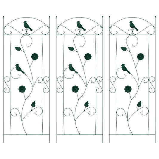 vidaXL Φράχτης Κήπου Καφασωτά 3 pcs Πράσινο 112 x 40 εκ Ατσάλι