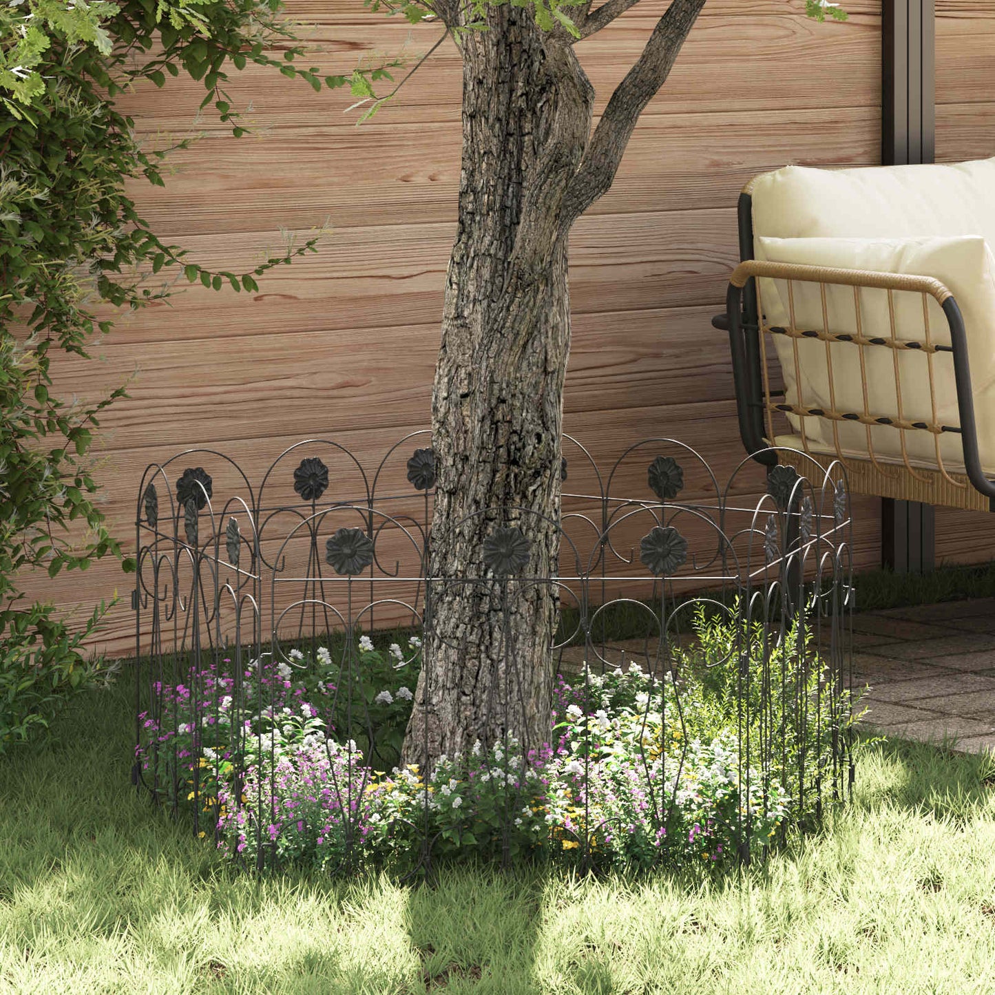 vidaXL Φράχτης Κήπου Καφασωτά Μαύρο 305,5 x 55,5 x 0,3 εκ