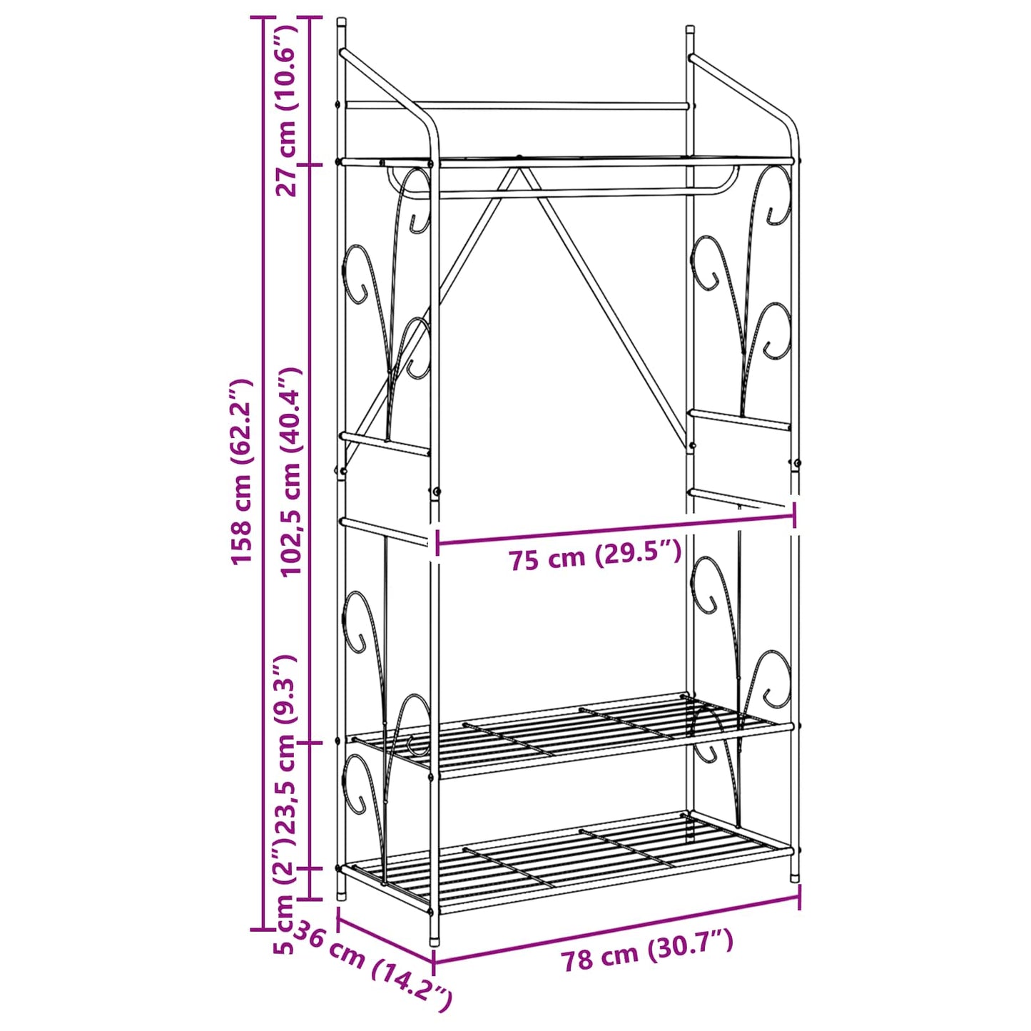 vidaXL Ανοιχτή Ντουλάπα Μονόχρωμο