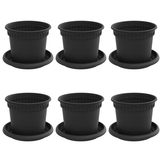 vidaXL Γλάστρες φυτών 6 pcs Μαύρο Ø 12,5 x 10 εκ Πλαστικό