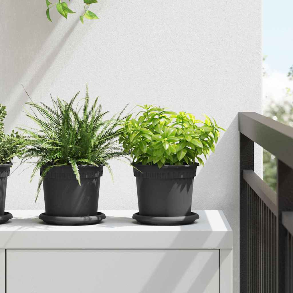 vidaXL Γλάστρες φυτών 6 pcs Μαύρο Ø 15 x 12 cm Πλαστικό