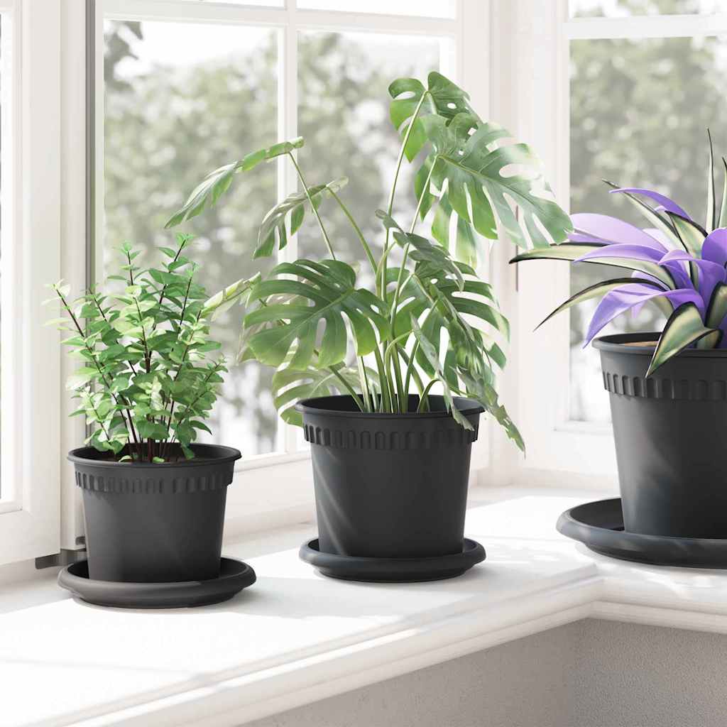 vidaXL Γλάστρες φυτών 6 pcs Μαύρο Ø 15 x 12 cm Πλαστικό