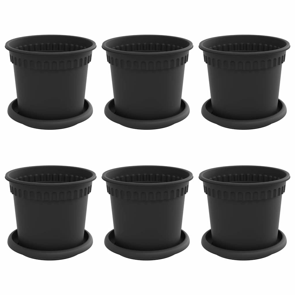 vidaXL Γλάστρες φυτών 6 pcs Μαύρο Ø 15 x 12 cm Πλαστικό