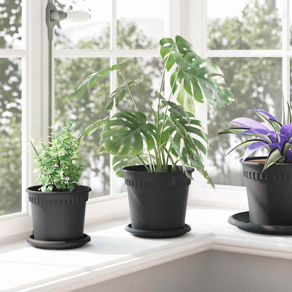 vidaXL Γλάστρες φυτών 6 pcs Μαύρο Ø 17 x 14 εκ Πλαστικό