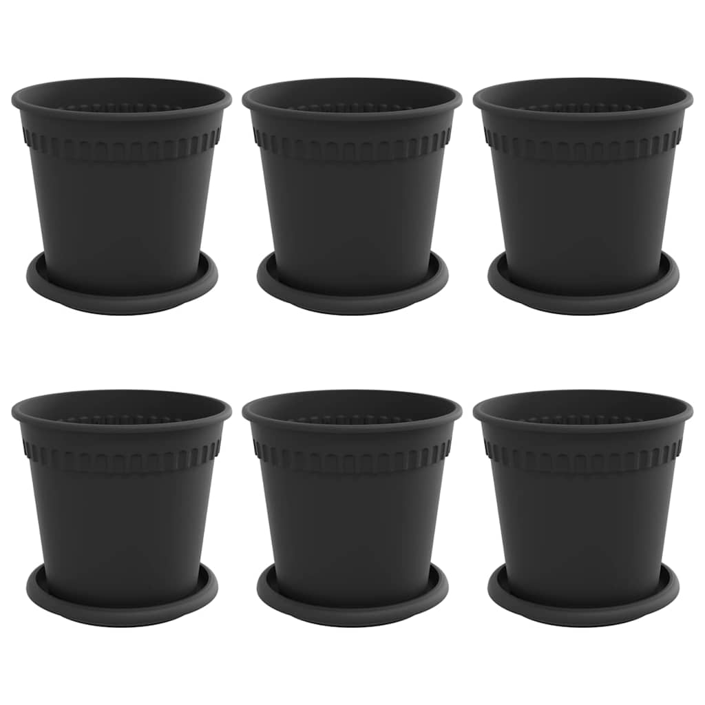 vidaXL Γλάστρες φυτών 6 pcs Μαύρο Ø 17 x 14 εκ Πλαστικό