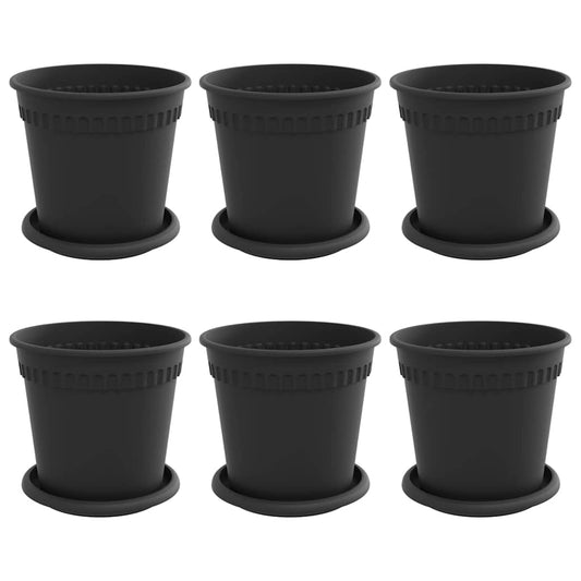 vidaXL Γλάστρες φυτών 6 pcs Μαύρο Ø 17 x 14 εκ Πλαστικό