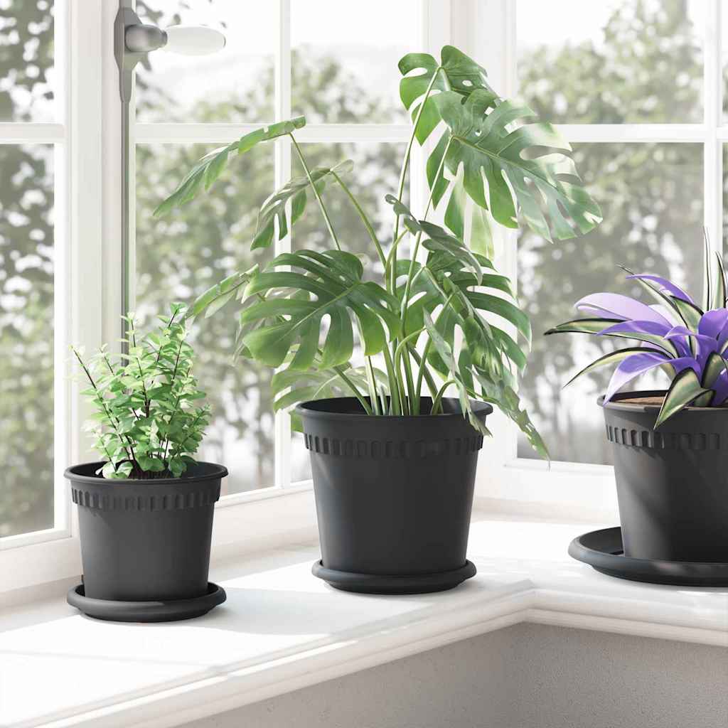 vidaXL Γλάστρες φυτών 6 pcs Μαύρο Ø 19 x 16 εκ Πλαστικό