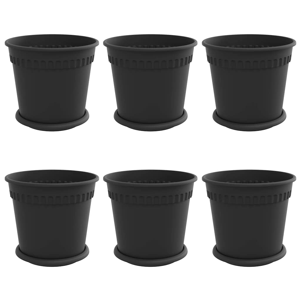 vidaXL Γλάστρες φυτών 6 pcs Μαύρο Ø 19 x 16 εκ Πλαστικό