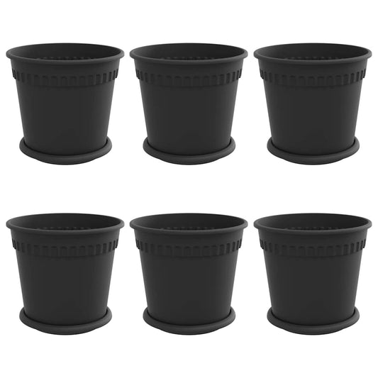 vidaXL Γλάστρες φυτών 6 pcs Μαύρο Ø 19 x 16 εκ Πλαστικό
