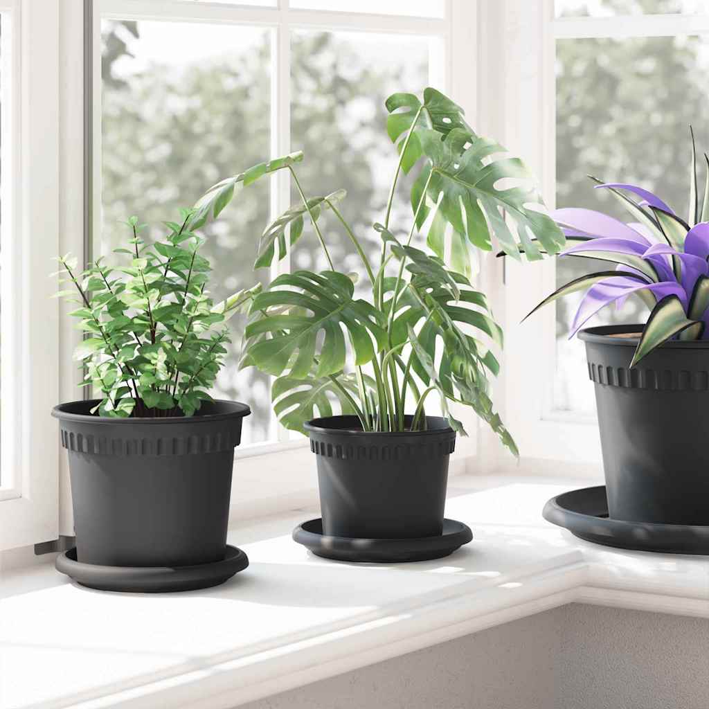 vidaXL Γλάστρες φυτών 24 pcs Μαύρο Ø 12,5 x 10 εκ Πλαστικό