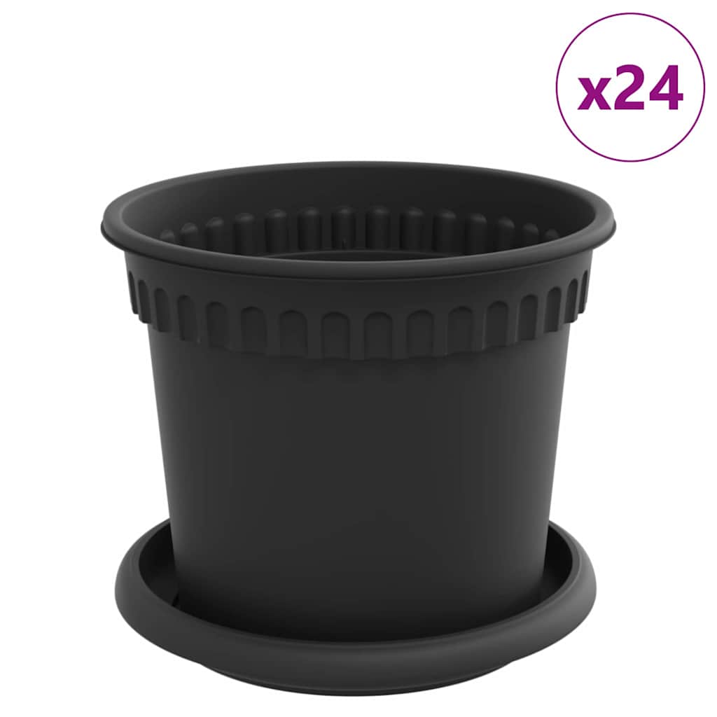 vidaXL Γλάστρες φυτών 24 pcs Μαύρο Ø 15 x 12 cm Πλαστικό