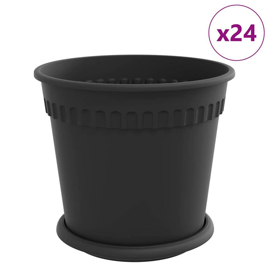 vidaXL Γλάστρες φυτών 24 pcs Μαύρο Ø 19 x 16 εκ Πλαστικό