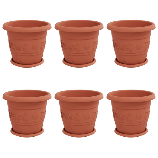 vidaXL Γλάστρες φυτών 6 pcs Κεραμιδί Ø 26 x 21.5 εκ Πλαστικό