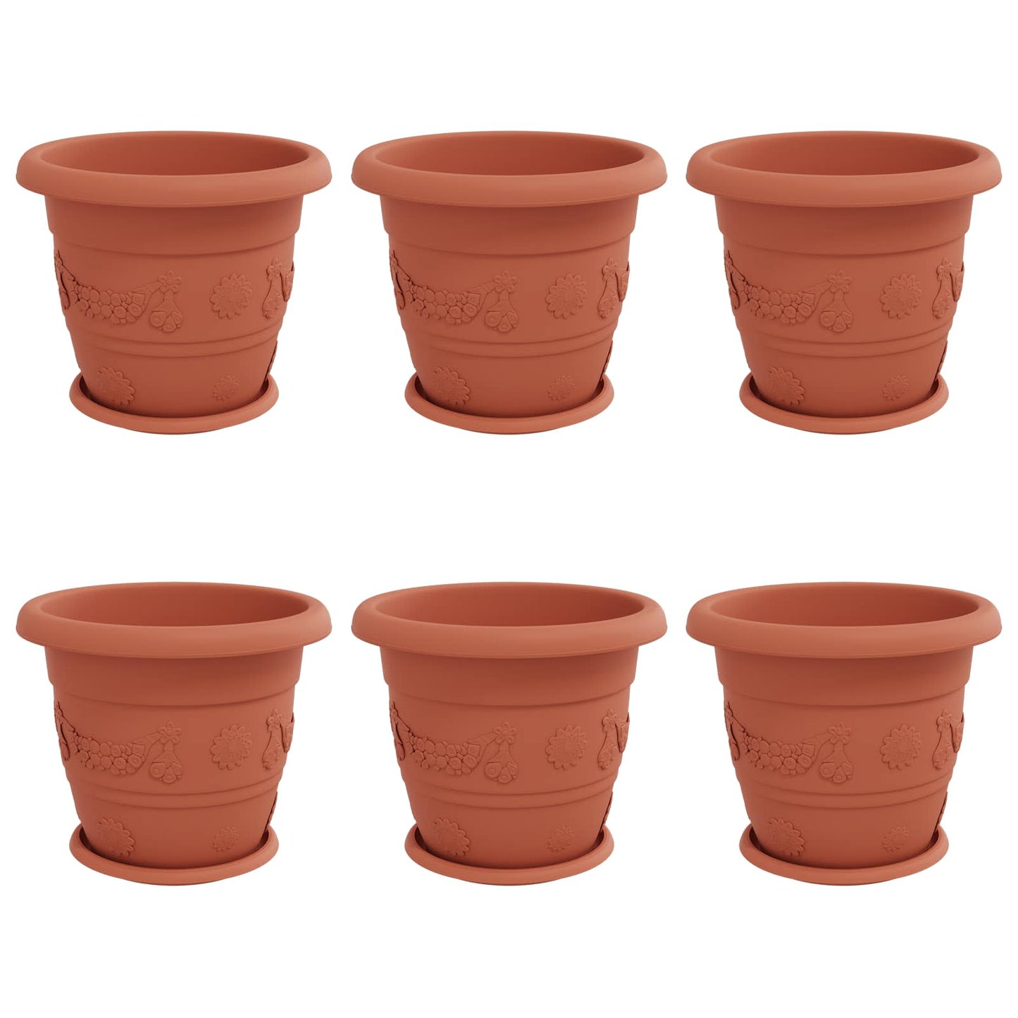 vidaXL Γλάστρες φυτών 6 pcs Κεραμιδί Ø 26 x 21.5 εκ Πλαστικό