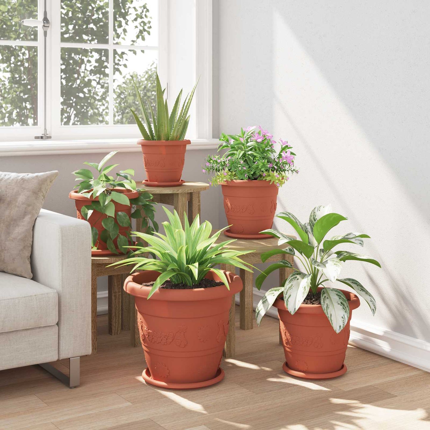 vidaXL Γλάστρες φυτών 6 pcs Κεραμιδί Ø 26 x 21.5 εκ Πλαστικό