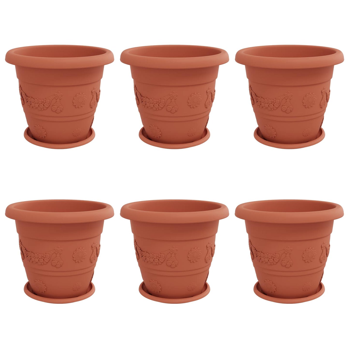 vidaXL Γλάστρες φυτών 6 pcs Κεραμιδί Ø 26 x 21.5 εκ Πλαστικό
