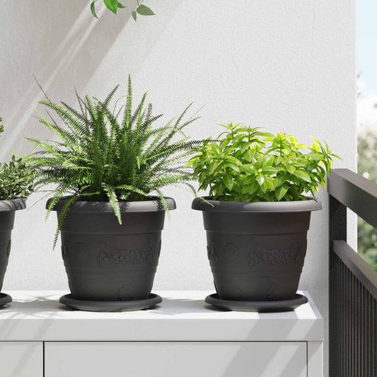 vidaXL Γλάστρες φυτών 6 pcs Μαύρο Ø 26 x 21.5 εκ Πλαστικό
