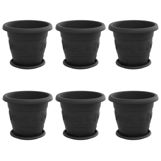 vidaXL Γλάστρες φυτών 6 pcs Μαύρο Ø 26 x 21.5 εκ Πλαστικό