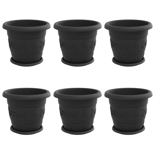 vidaXL Γλάστρες φυτών 6 pcs Μαύρο Ø 30 x 25 εκ Πλαστικό