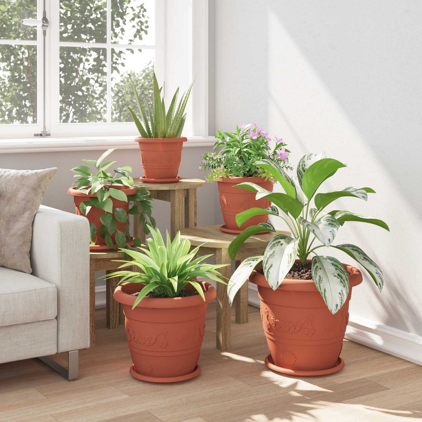 vidaXL Γλάστρες φυτών 24 pcs Κεραμιδί Ø 34 x 28 εκ Πλαστικό