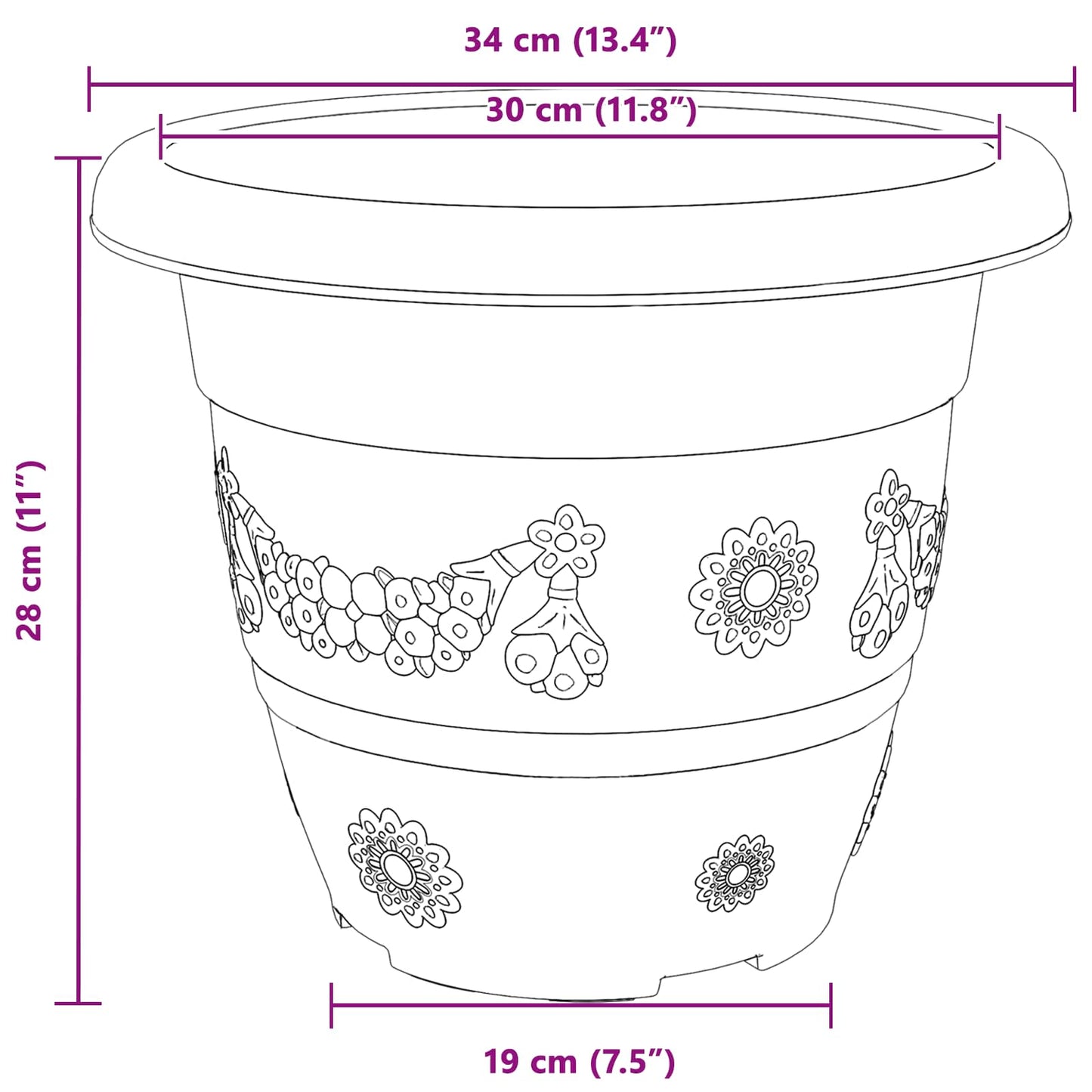 vidaXL Γλάστρες φυτών 24 pcs Κεραμιδί Ø 34 x 28 εκ Πλαστικό