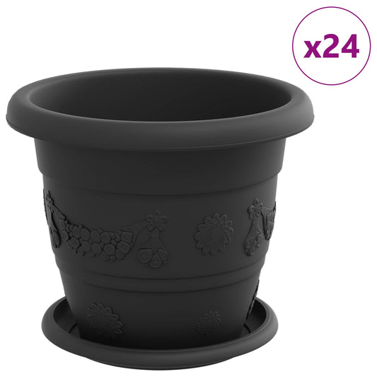 vidaXL Γλάστρες φυτών 24 pcs Μαύρο Ø 26 x 21.5 εκ Πλαστικό