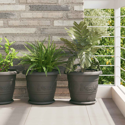 vidaXL Γλάστρες φυτών 24 pcs Μαύρο Ø 26 x 21.5 εκ Πλαστικό