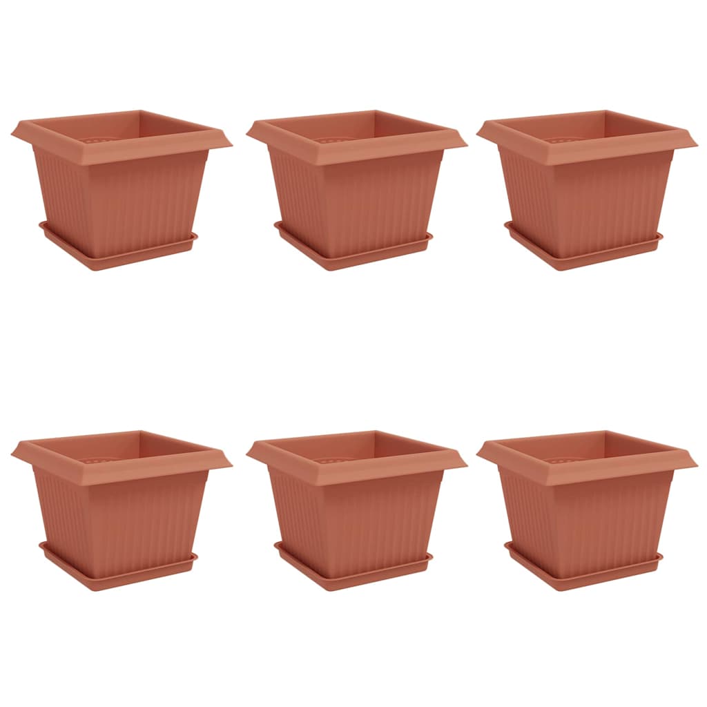 vidaXL Γλάστρες φυτών 6 pcs Κεραμιδί 23 x 23 x 17,5 εκ Πλαστικό