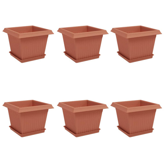 vidaXL Γλάστρες φυτών 6 pcs Κεραμιδί 23 x 23 x 17,5 εκ Πλαστικό