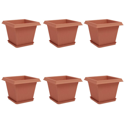 vidaXL Γλάστρες φυτών 6 pcs Κεραμιδί 28,5 x 28,5 x 22 εκ Πλαστικό
