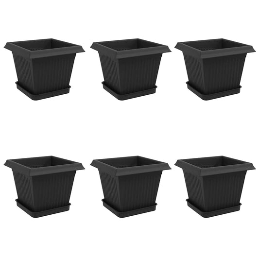 vidaXL Γλάστρες φυτών 6 pcs Μαύρο 20 x 20 x 16 εκ Πλαστικό
