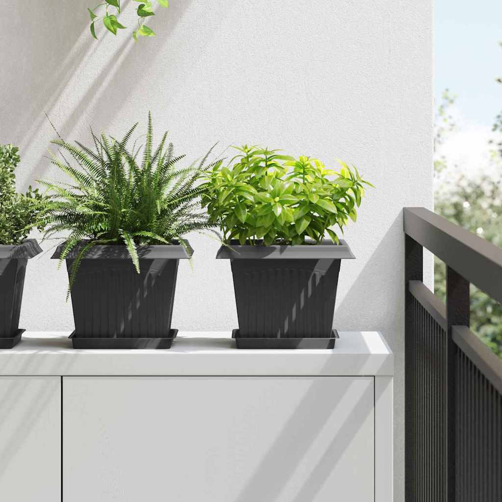 vidaXL Γλάστρες φυτών 6 pcs Μαύρο 23 x 23 x 17,5 εκ Πλαστικό