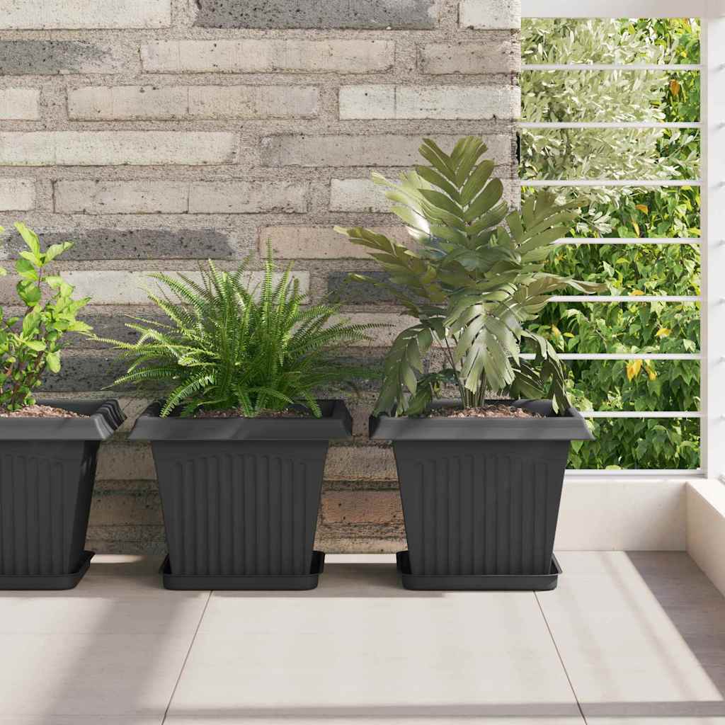 vidaXL Γλάστρες φυτών 6 pcs Μαύρο 28,5 x 28,5 x 22 εκ Πλαστικό