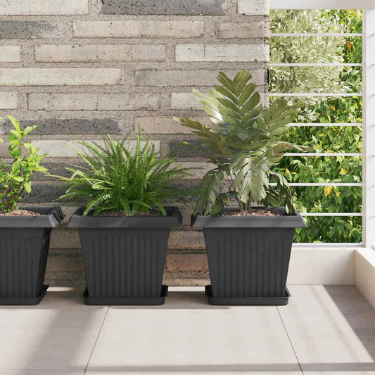 vidaXL Γλάστρες φυτών 6 pcs Μαύρο 28,5 x 28,5 x 22 εκ Πλαστικό