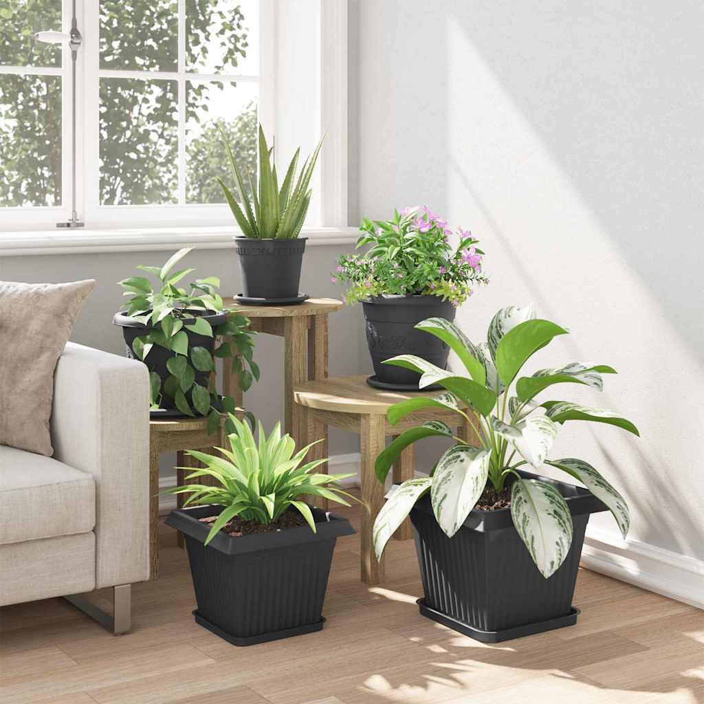 vidaXL Γλάστρες φυτών 6 pcs Μαύρο 28,5 x 28,5 x 22 εκ Πλαστικό