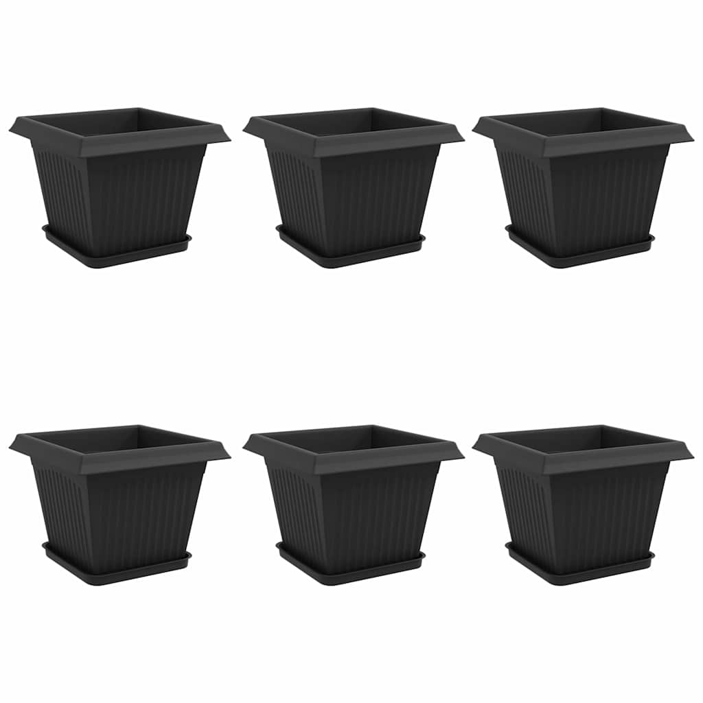 vidaXL Γλάστρες φυτών 6 pcs Μαύρο 28,5 x 28,5 x 22 εκ Πλαστικό